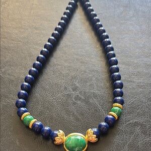 Elegant Blue and Green Beaded Necklace